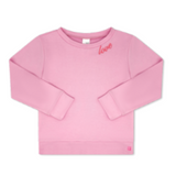 Alex Sweatshirt- COTTON CANDY PINK KNIT WITH FLAMINGO PINK "LOVE" EMBROIDERY
