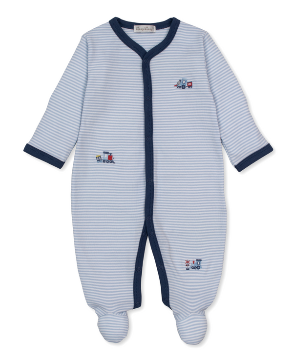 Train Blue footie stripe