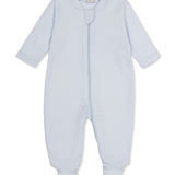Jacquard footie w/ zip- light blue