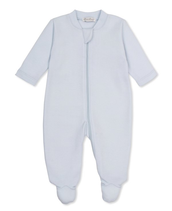 Jacquard footie w/ zip- light blue
