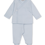 Jacquard footed pant set- Light Blue