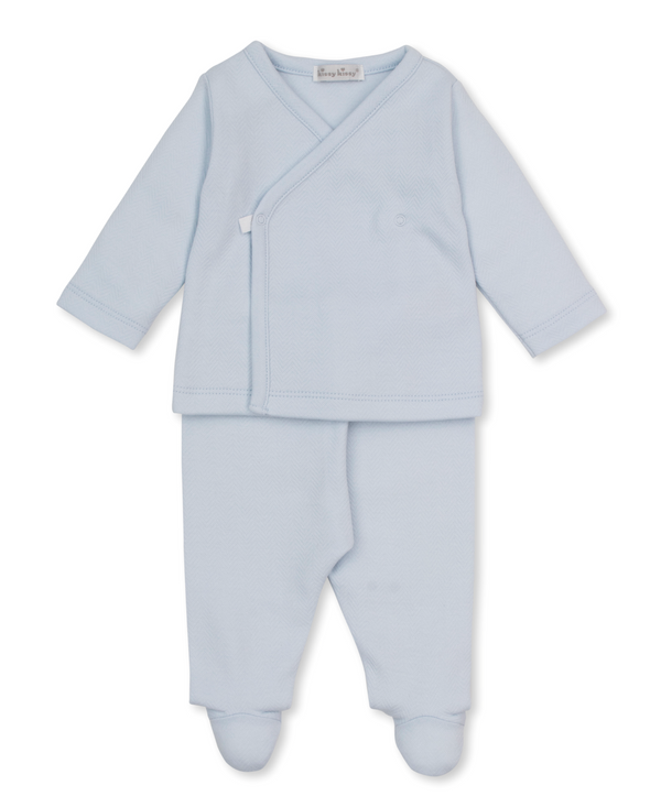 Jacquard footed pant set- Light Blue