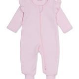 Jacquard footie w/ zip- pink