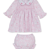 Dress set print smock- Pink