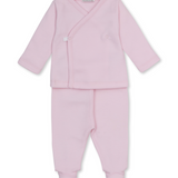Jacquard footed pant set- pink
