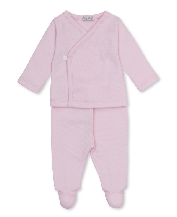 Jacquard footed pant set- pink