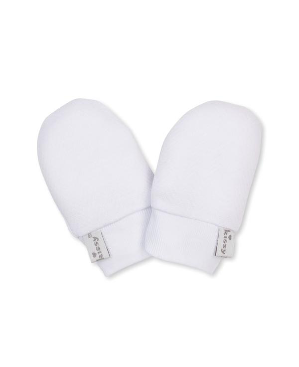 Jacquard mitts- white