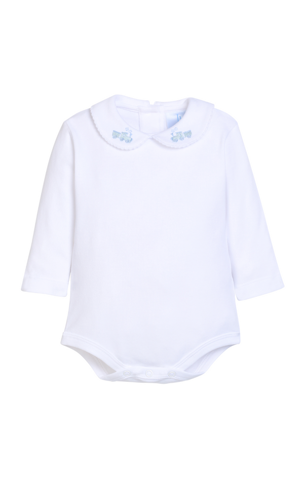 Long Sleeve Pinpoint Onesie - Train