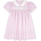 RUTH RIBBON DRESS- BABY PINK MINIGINGHAM, SNOWMAN, BOWS, CRAYONS, HOLLY