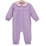 Abigail Romper- Lavender/Light Pink stripe