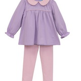 Abigail Pant Set- Lavender/Light PinkStripe