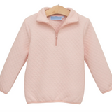 1/4 Zip Quilted Pullover- Light Pink