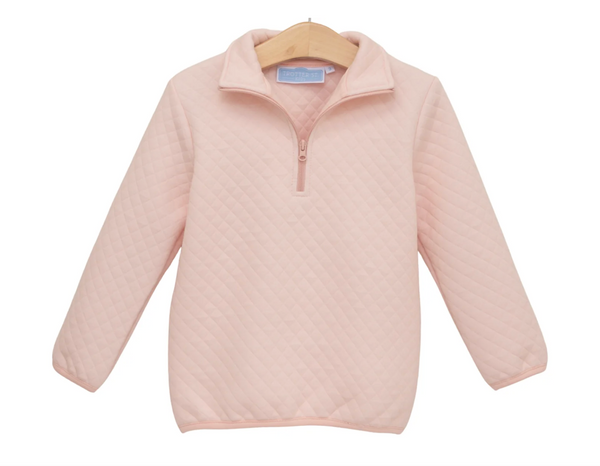 1/4 Zip Quilted Pullover- Light Pink