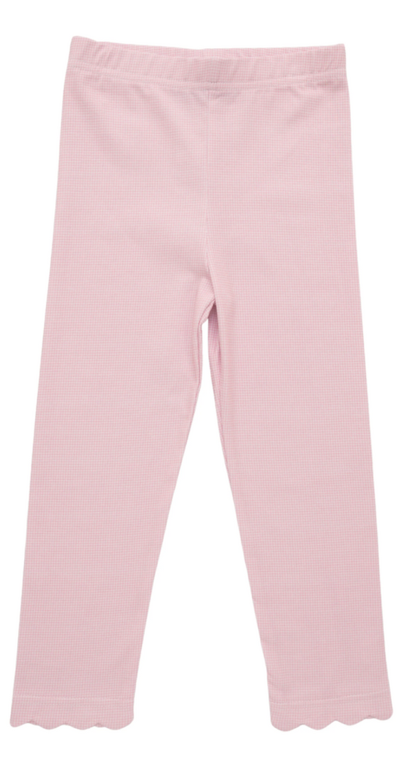 Scalloped Leggings- Light Pink Microgingham