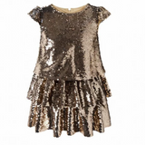 Mocha Sequin Bow Dress