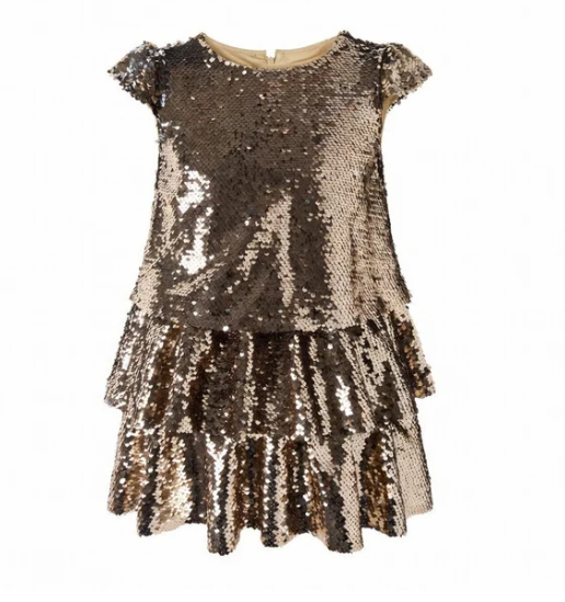 Mocha Sequin Bow Dress