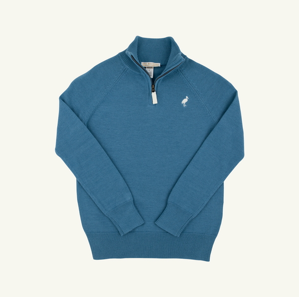 Hayden Half Zip Sweater- Barnsley Blue/Palmetto Pearl