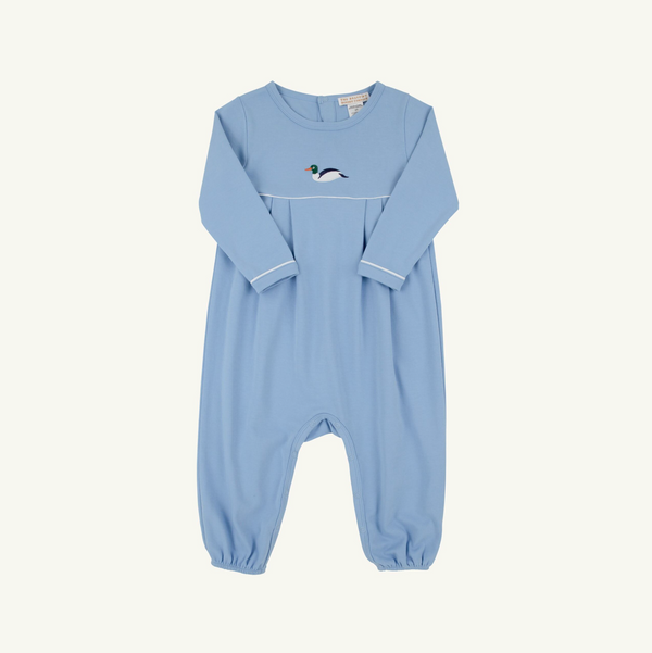 Long Sleeve Bradford Romper- Sarasota Sky/Worth Ave White/Duck