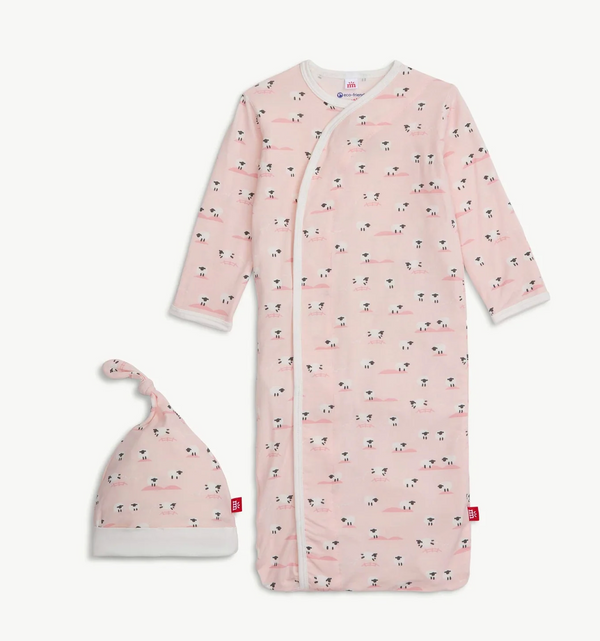 Baa Baa Baby Pink Modal Magnetic Gown Set