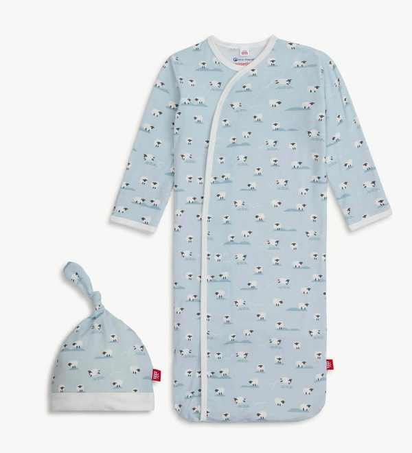 Baa Baa Baby Blue Modal Magnetic Gown Set