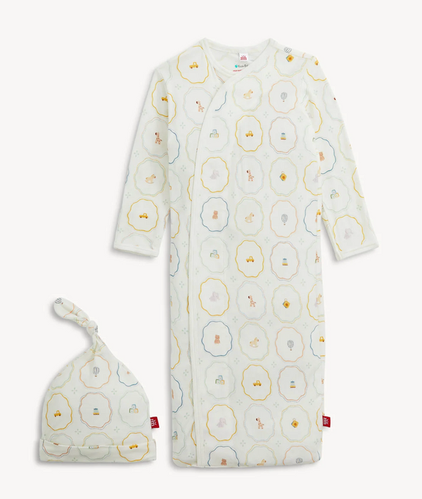 Nursery Magic Cream Modal Gown + Hat Set