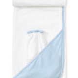 Kissy dots towel w/mitt- light blue/white