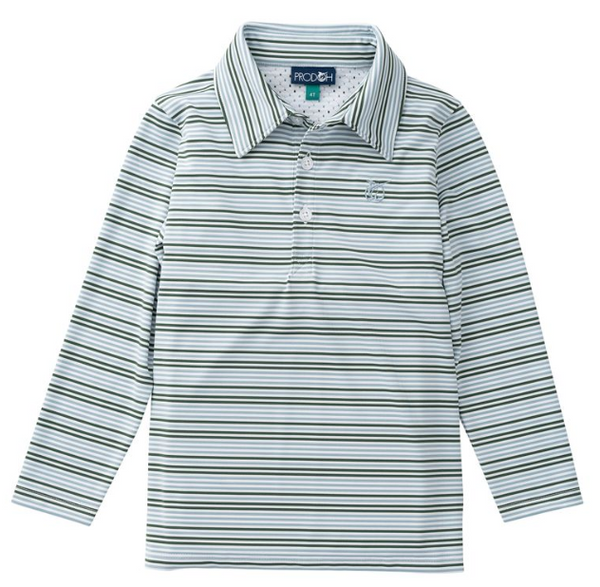Boy's Long Sleeve Too Cool for School Polo, Hedge Cashmere Blue