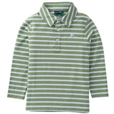 Boy's Long Sleeve Pro Performance Polo, Arona Camping Green Stripe