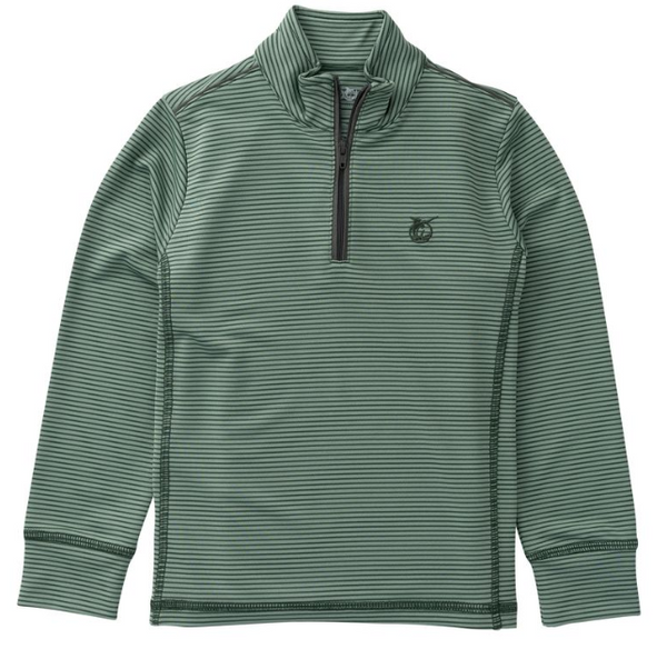Boy's Pro Performance 1/4 Zip Pullover, Camping Hedge Green Stripe
