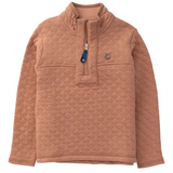Boy's Quilted Zip Pullover, Mocha Mousse