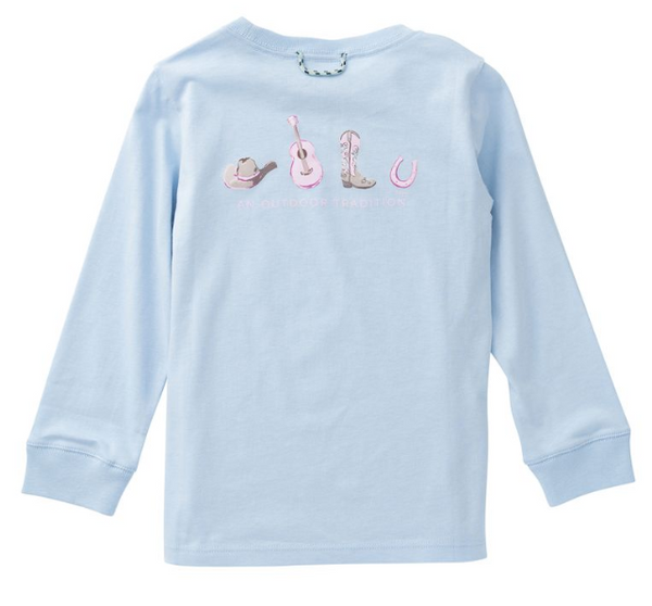 Girl's Long Sleeve Cotton Tshirt, Cashmere Blue