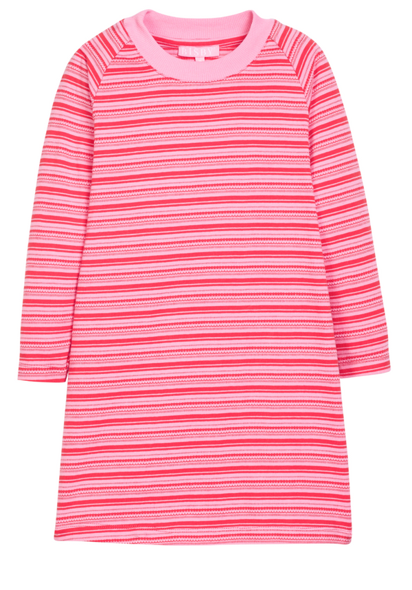 Long Sleeve Tshirt Dress, Cambridge Stripe