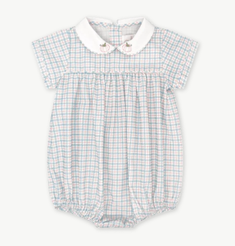 Covington Bubble, Countryside Plaid, Pumpkin Collar Embroidery