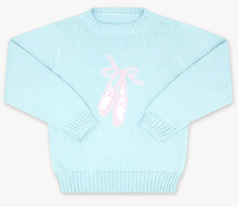 Cozy Up Sweater, Bluffton Blue with Pink Ballet Slipper