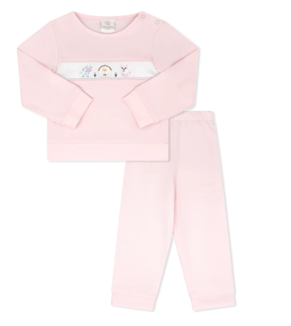 Lagniappe Play Set, Lemonade Pink with Farm Embroidery
