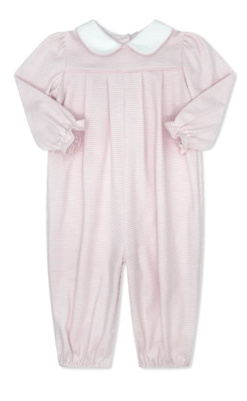 Leighann Romper Long Sleeve, Pensacola Pink Ministripe