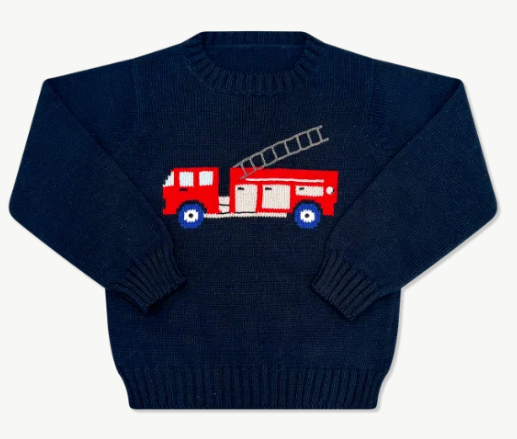 Cozy Up Sweater, Northshore Navy, Firetruck