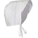 Boys Vintage Bonnet, White with Blue