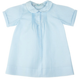Boys Embroidered Collar Folded Daygown, Blue
