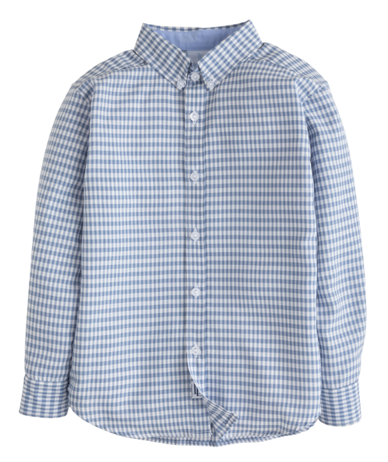 Button Down Shirt, Gray Blue Gingham