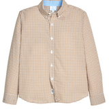 Button Down Shirt, Khaki Gingham