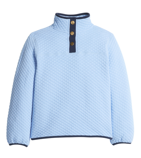 Classic Quilted Pullover, Light Blue with Navy