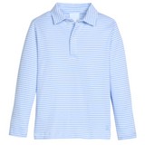 Long Sleeve Polo, Light Blue Stripe