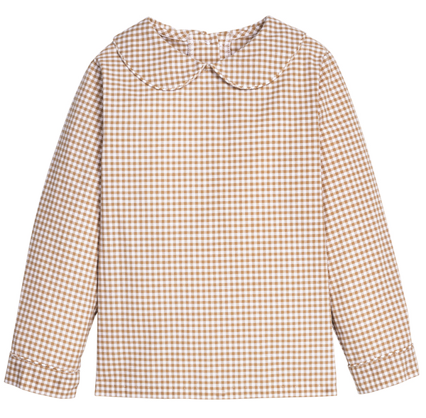 Peter Pan Shirt, Khaki Gingham