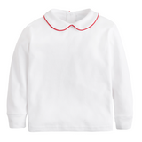 Piped Peter Pan Shirt, Red