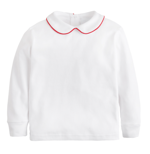 Piped Peter Pan Shirt, Red