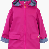 Hooded Zip Front Rain Coat, Deep Pink