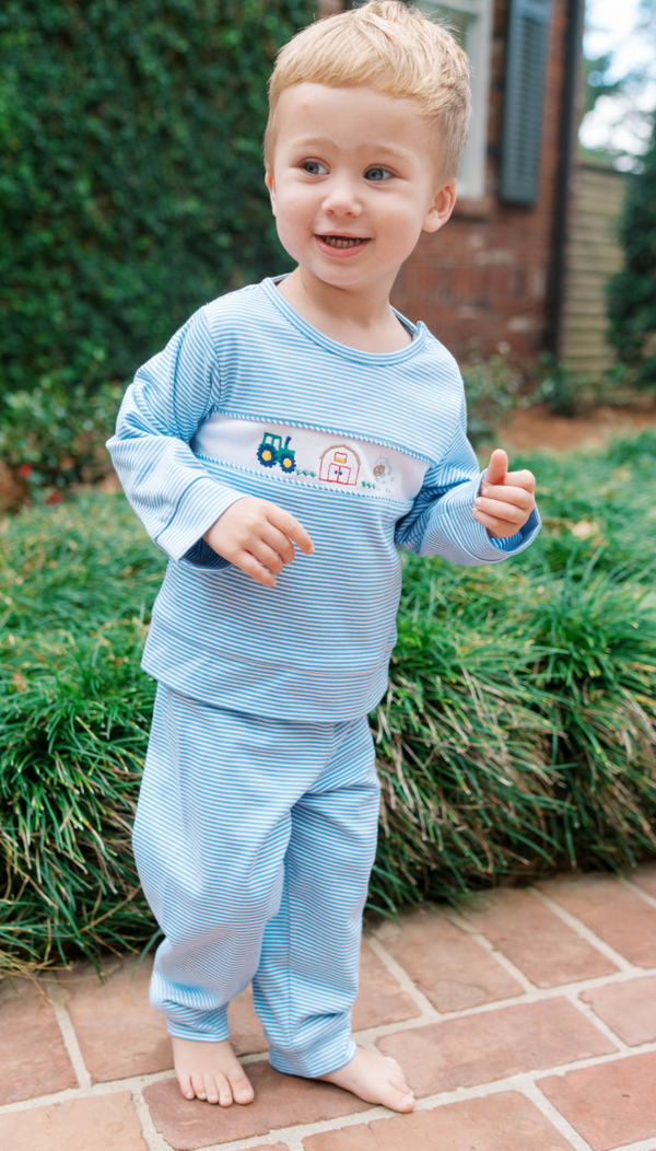 Bayou Play Set, Louisville Light Blue Ministripe, Farm