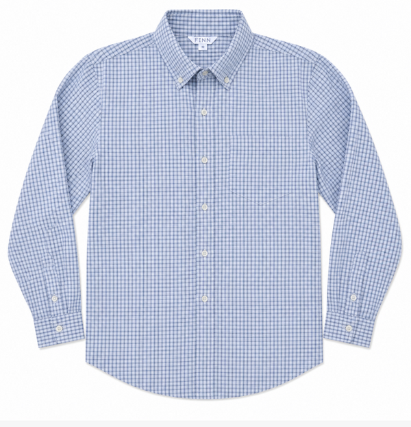 Pierfront Buttondown, Springwater Blue Plaid