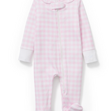 Infant Girl Footie Romper in Pink Gingham